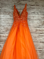 ORANGE/FLORAL A LINE GOWN