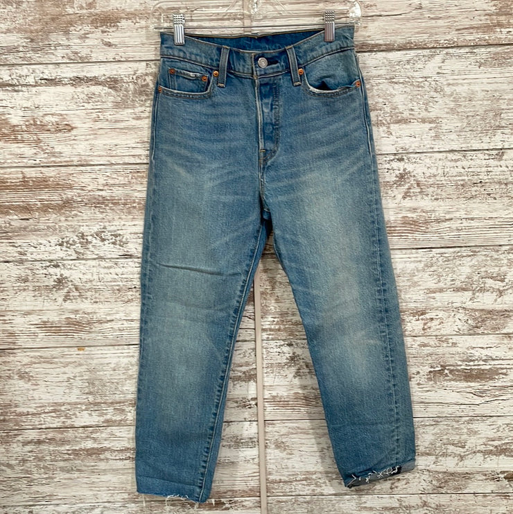 BLUE DENIM CROP JEANS $108