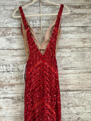 RED SEQUIN LONG EVENING GOWN