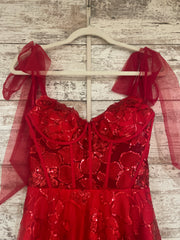 RED/FLORAL A LINE GOWN (NEW)