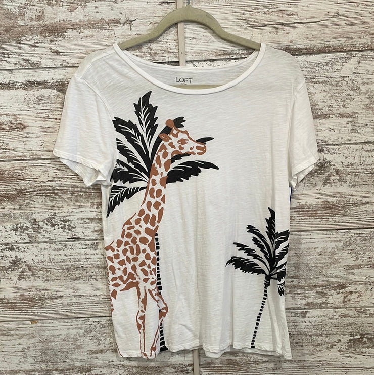 WHITE GIRAFFE SHORT SLEEVE TOP
