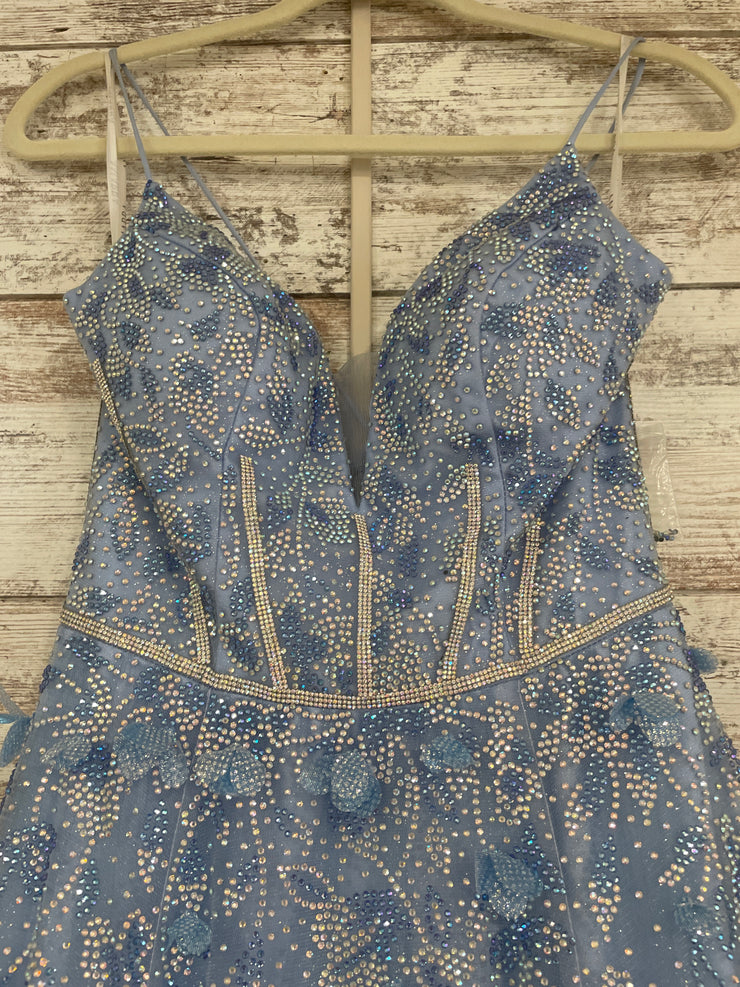 BLUE SPARKLY A LINE GOWN (NEW)