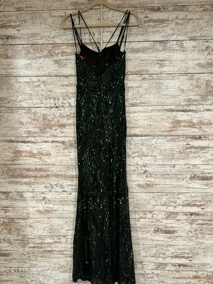 GREEN SPARKLY LONG DRESS