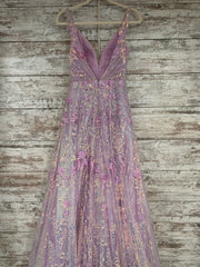 LAVENDER SPARKLY A LINE GOWN