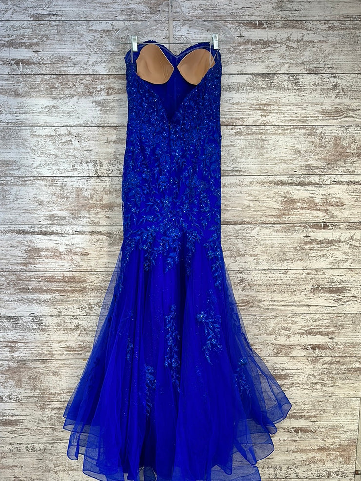 ROYAL BLUE/FLORAL MERMAID GOWN