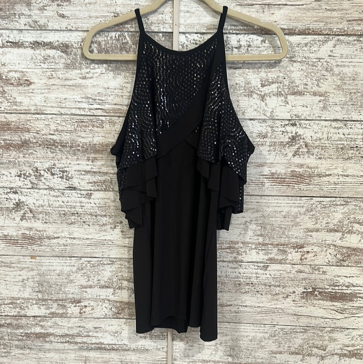 BLACK SPARKLY SHORT SLEEVE TOP