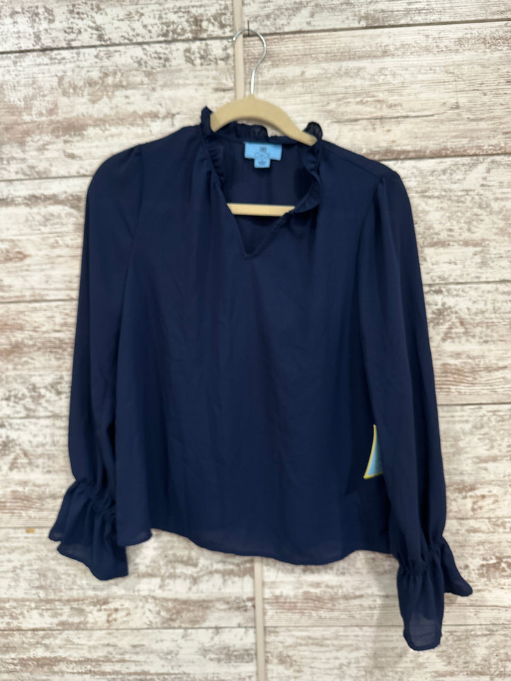 NAVY LONG SLEEVE TOP-NEW $69