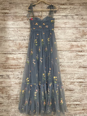 BLUE/FLORAL A LINE GOWN