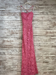 PINK LACE LONG EVENING GOWN