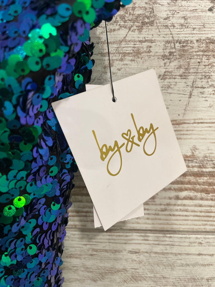 GREEN SEQUIN SHORT DRESS - NEW
