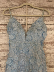 BLUE/FLORAL SPARKLY LONG DRESS