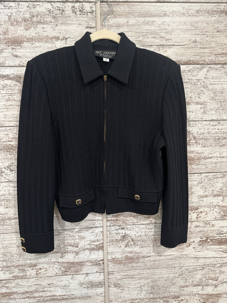 BLACK KNIT ZIP UP JACKET $1295