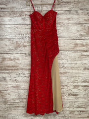 RED LACE LONG EVENING GOWN