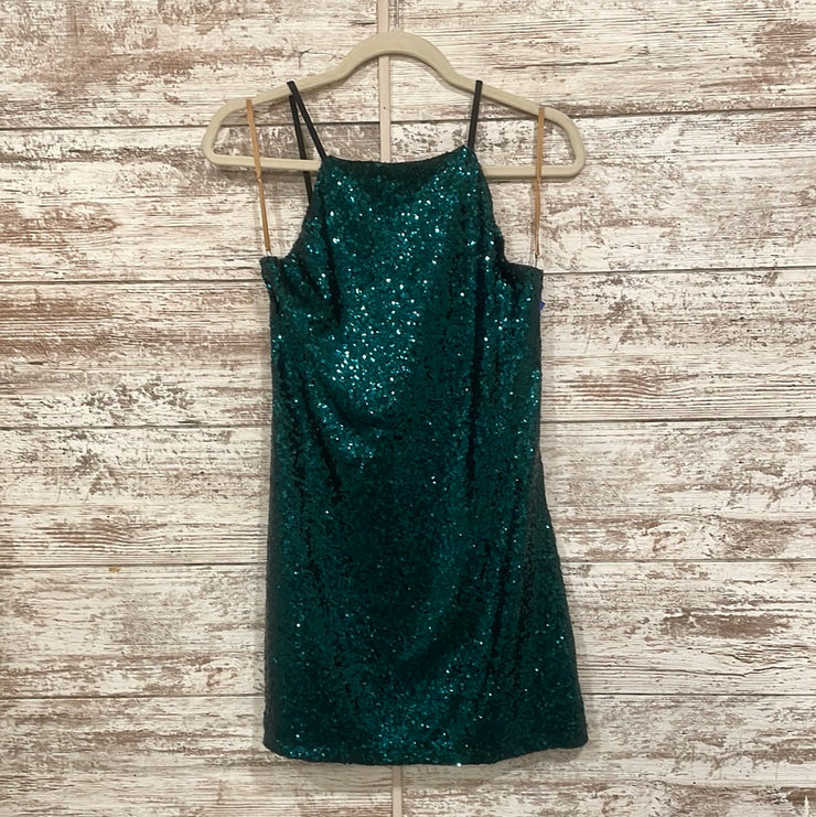 GREEN SPARKLY SHORT DRESS