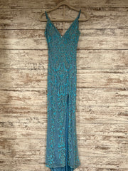 BLUE FULL BEADED LONG DRESS