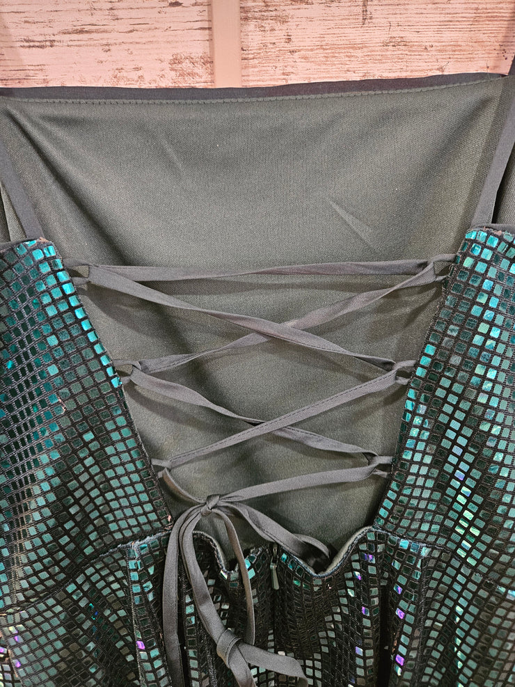 GREEN SPARKLY SHORT DRESS