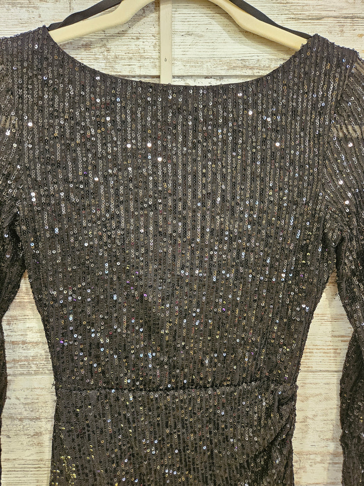 BLACK SPARKLY SHORT DRESS