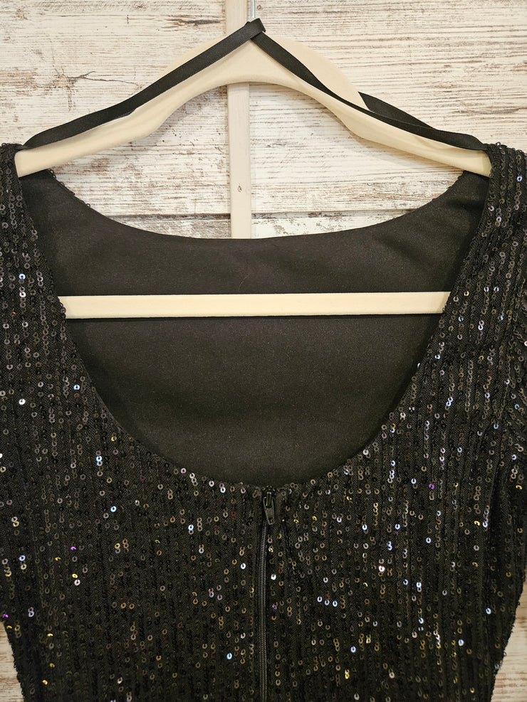 BLACK SPARKLY SHORT DRESS