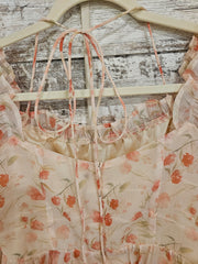 IVORY/FLORAL SHORT DRESS