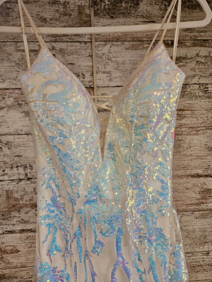 WHITE COLORFUL SPARKLY LONG DR