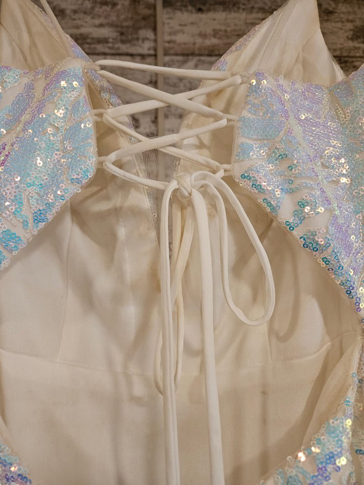 WHITE COLORFUL SPARKLY LONG DR