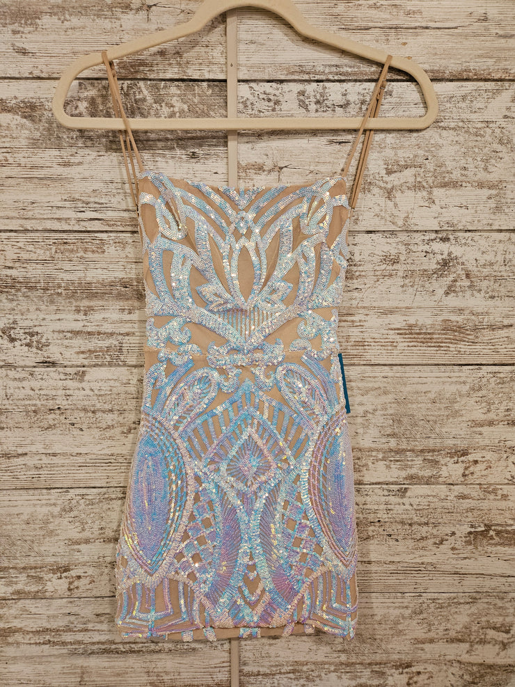 WHITE/COLORFUL SHORT DRESS