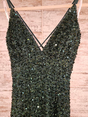 GREEN SPARKLY LONG EVENING GOWN