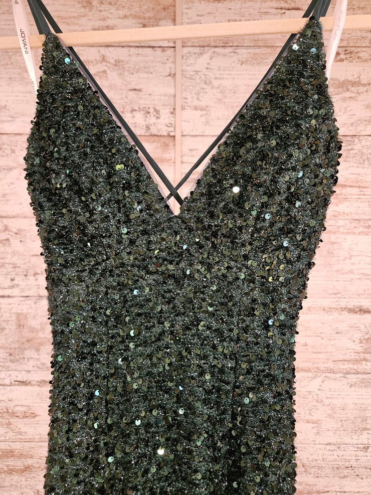 GREEN SPARKLY LONG EVENING GOWN