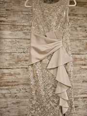 TAN SPARKLY LONG EVENING GOWN