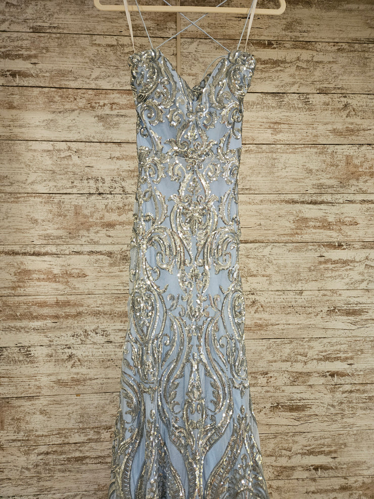 BLUE/SILVER SPARKLY LONG DRESS