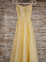 YELLOW/FLORAL A LINE GOWN