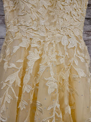 YELLOW/FLORAL A LINE GOWN