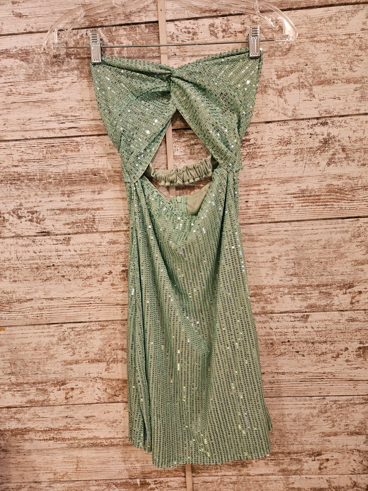 GREEN SPARKLY SHORT DRESS