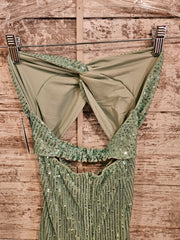 GREEN SPARKLY SHORT DRESS