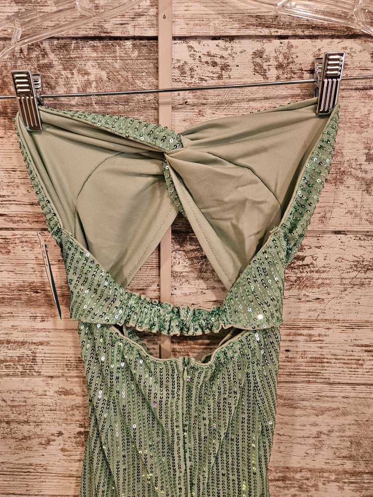 GREEN SPARKLY SHORT DRESS