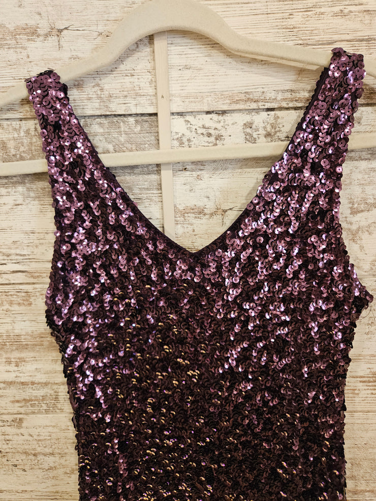 PURPLE SPARKLY SHORT DRES-NEW