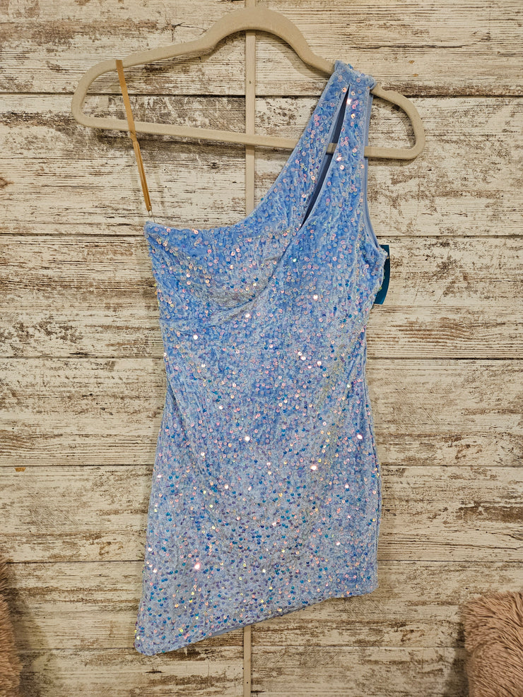 BLUE SPARKLY SHORT DRESS