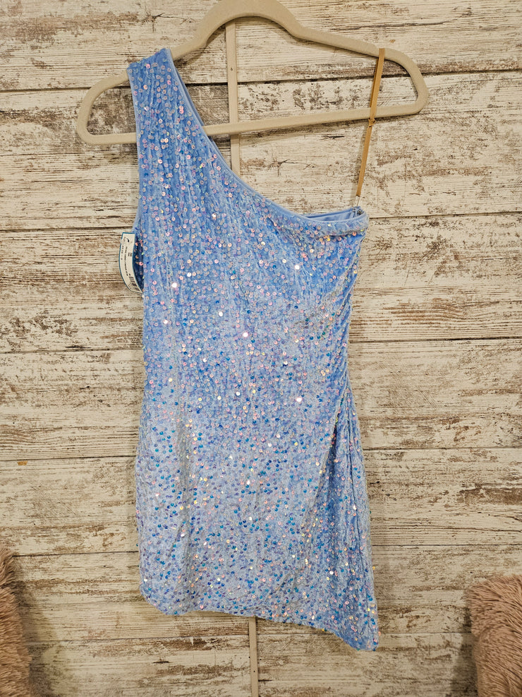 BLUE SPARKLY SHORT DRESS