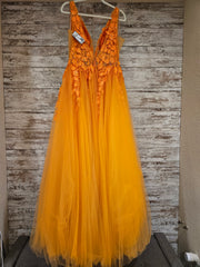 ORANGE/FLORAL A LINE GOWN