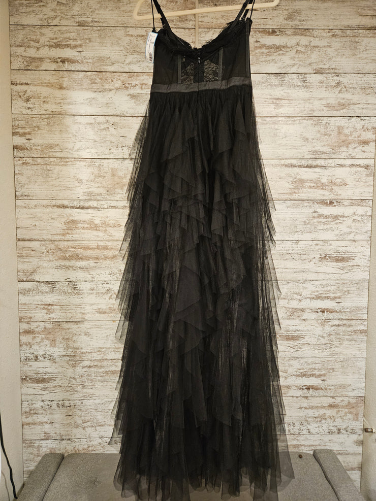 BLACK LAYERED A LINE GOWN