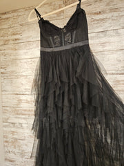 BLACK LAYERED A LINE GOWN