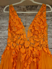ORANGE/FLORAL A LINE GOWN