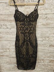 BLACK/NUDE SPARKLY SHORT DRESS
