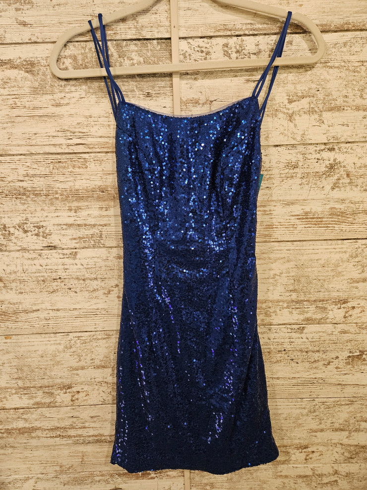 ROYAL BLUE SPARKLY SHORT DRESS