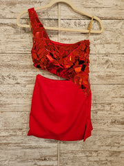 RED MIRROR SHORT DRESS