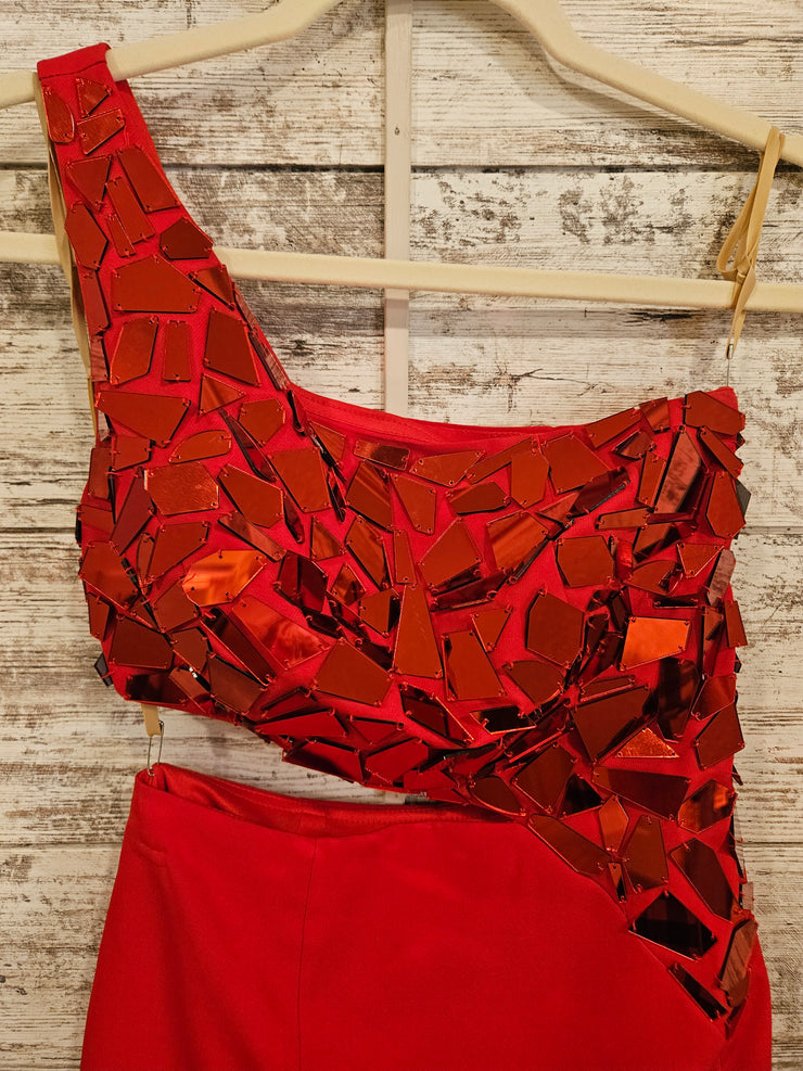 RED MIRROR SHORT DRESS