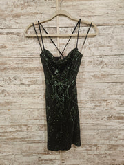 GREEN/BLACK SPARKLY SHORT DRES
