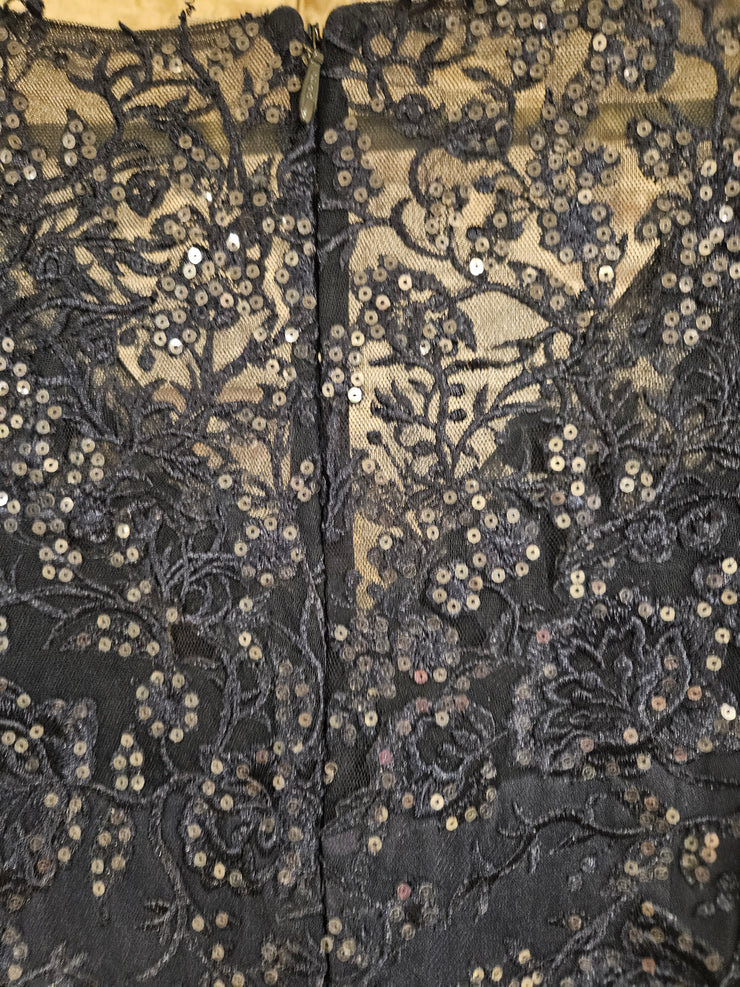 NAVY/FLORAL LONG EVENING GOWN