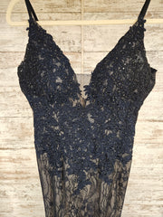 NAVY/NUDE LACE MERMAID GOWN