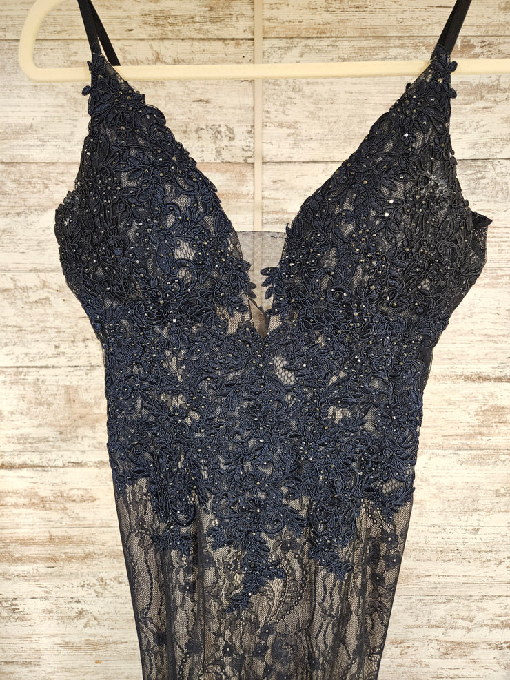 NAVY/NUDE LACE MERMAID GOWN